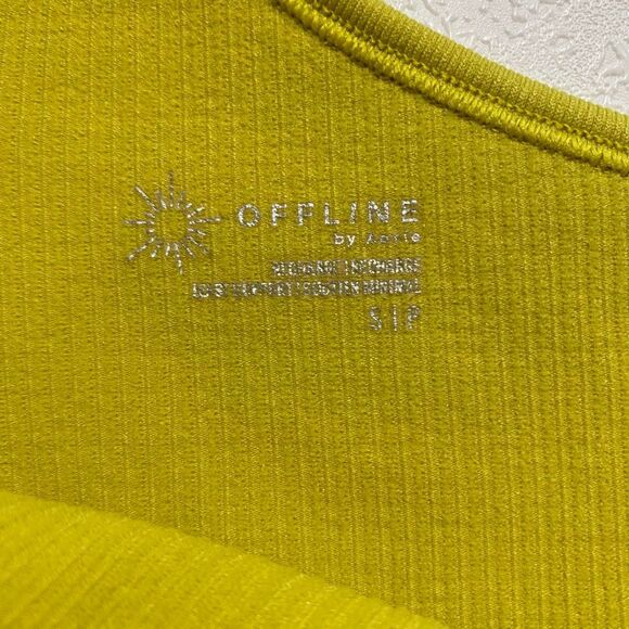 OFFLINE by Aerie One Shoulder Ribbed Crop Tank Top Women’s Small – Lime Green As - Picture 3 of 5